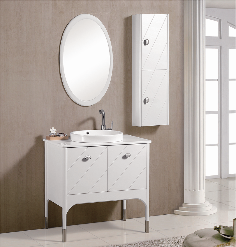 3726 Modern Style Solid Wood Mirror, Solid Wood White Bathroom Wall Cabinet